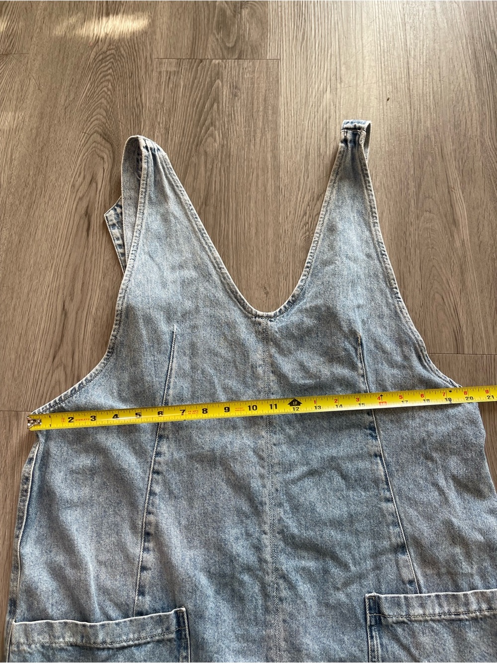 We The Free Light Blue Denim Overalls with Cream Layering Tee - Picture 5 of 11